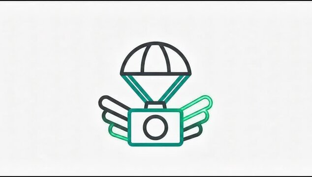 Animated Icon Aerial Photography. suitable for Art symbol. Outline element on white background. 4K video