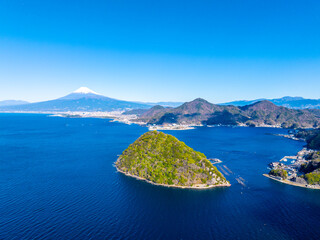 駿河湾、内浦湾と富士山（静岡県沼津市）