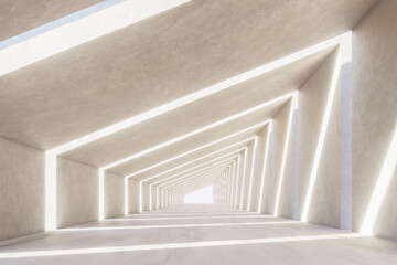 Minimal futuristic corridor with geometric frames