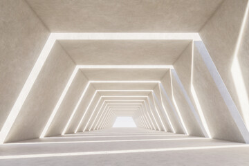 Minimal futuristic corridor with geometric frames