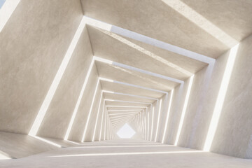 Minimal futuristic corridor with geometric frames
