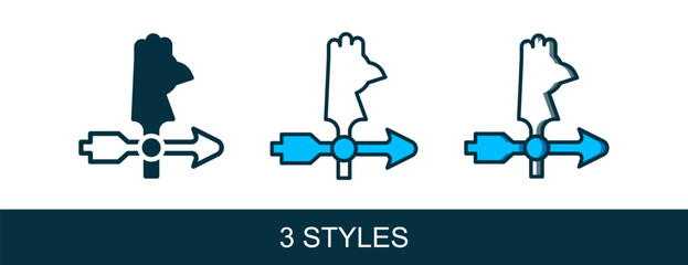 Filled outline Rooster weather vane icon isolated on white background. Weathercock sign. Windvane rooster. Vector © Iryna