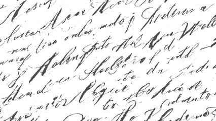 A close-up view of dense, overlapping cursive handwriting, showcasing the intricate details and textures of the handwritten script on a white background