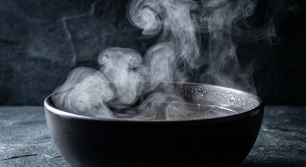 Steaming Bowl of Soup on Dark Surface