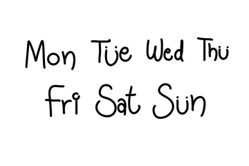 Weekday Set Sunday, Monday, Tuesday, Wednesday, Thursday, Friday, Saturday