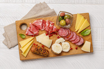 Cheese and meat antipasti platter