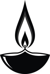 Oil Lamp Flame Minimal Black Vector Illustration