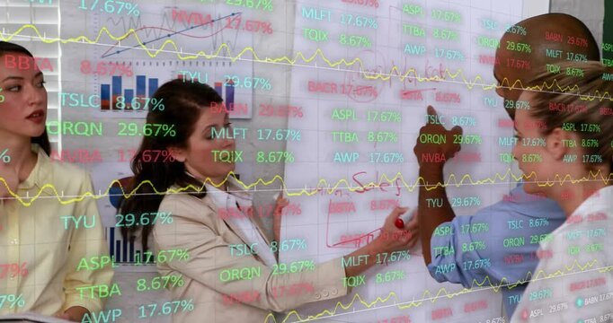 Animation of mathematical formulae over business mathematical standing in warehouse