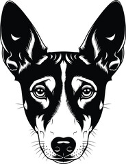 Dog Face Portrait Black and White Vector Illustration