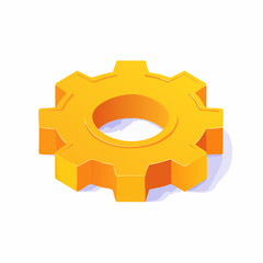 Gear, mechanism isometric flat icon. 3d vector colorful illustration. Pictogram isolated on white background