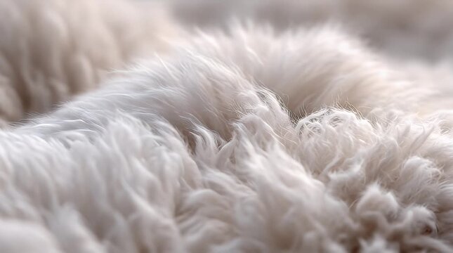 White Soft Wool Fur Texture Macro Background Video.