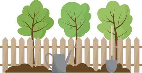 gardening illustration with fence