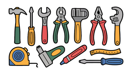 Tools of the Trade: A vibrant assortment of essential tools arranged neatly, reflecting the craftsmanship and practicality integral to various trades.