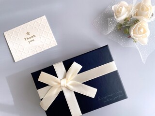 Elegant Gift Box with Ribbon and Thank You Card