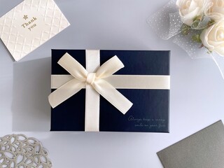 Elegant Gift Box with Ribbon and Thank You Card