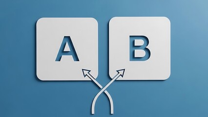 Two Square Buttons Labeled A and B with Arrows Pointing Towards Each Other 