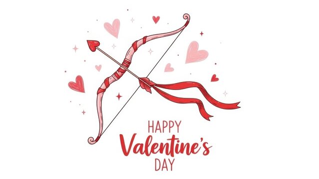 Valentine's Day bow and arrow with hearts and sparkles