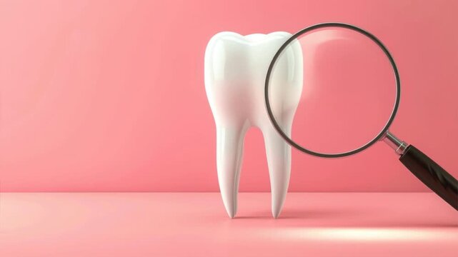A close-up view of a healthy tooth under a magnifying glass, highlighting dental care importance.