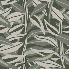 Neutral Colour Leaf Seamless Pattern Design