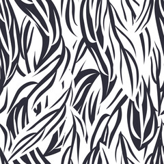 Monochrome Leaf Seamless Pattern Design