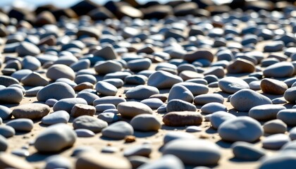 Obraz premium Serene Rocky Beach with Blue and Gray Stones
