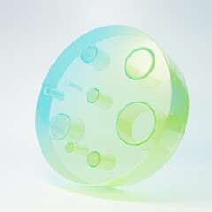 Frosted glass Moon icon isolated on white background. Minimalism concept. 3D render illustration