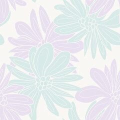 Outlined Floral Seamless Pattern Design