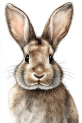 Obraz premium A detailed rendering of a rabbit with expressive eyes and soft, warm fur textures Generative AI
