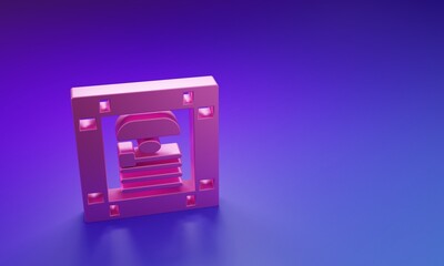 Obraz premium Pink 26 November india constitution day icon isolated on purple-blue background. Minimalism concept. 3D render illustration