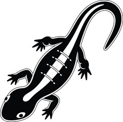 Lizard Reptile Black and White Vector Illustration