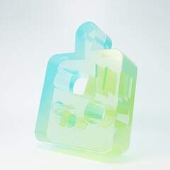 Obraz premium Frosted glass Cutting board icon isolated on white background. Chopping Board symbol. Minimalism concept. 3D render illustration