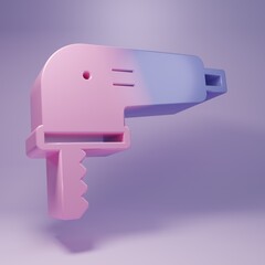 Purple Electric jigsaw with steel sharp blade icon isolated on purple background. Power tool for woodwork. Minimalism concept. 3D render illustration