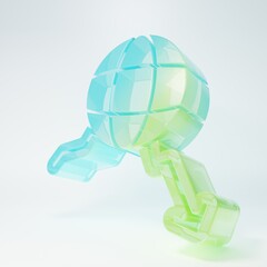 Frosted glass Global economic crisis icon isolated on white background. World finance crisis. Minimalism concept. 3D render illustration