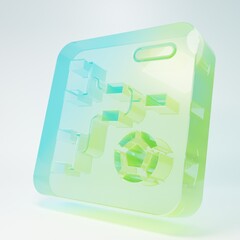 Frosted glass Results and standing tables scoreboard championship tournament bracket icon isolated on white background. Minimalism concept. 3D render illustration