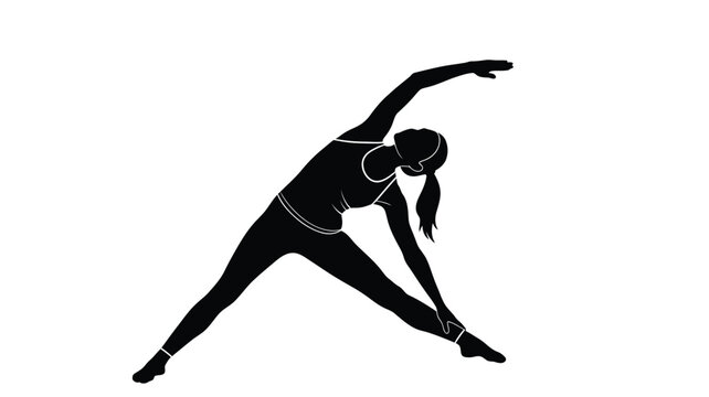 Woman stretching side bend pose a dynamic exercise illustration silhouette