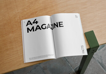 Mockup Of Open A4 Magazine With Customizable Pages