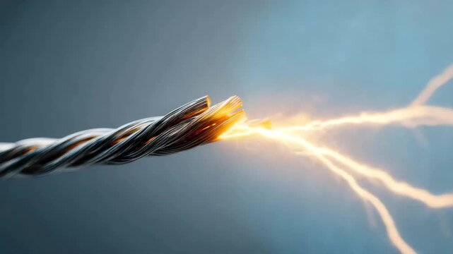 A sparking electrical cable with a brilliant burst of energy