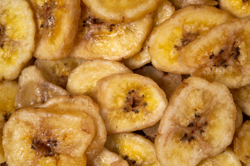 Dry banana slices as a background