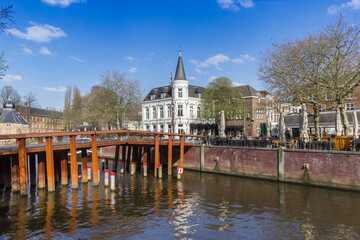 Steel bridge over the canal in the center of Breda, Netherlands