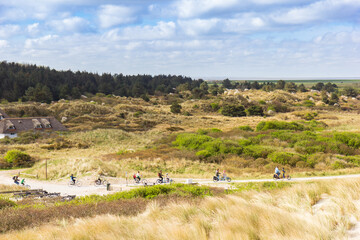 Bicycle path through the dunes of Ameland, Netherlands