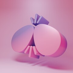 Fototapeta premium Purple-pink Easter eggs icon isolated on pink background. Two eggs cracking each other. Happy Easter. Minimalism concept. 3D render illustration