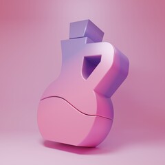 Purple-pink Bottle of olive oil icon isolated on pink background. Jug with olive oil icon. Minimalism concept. 3D render illustration