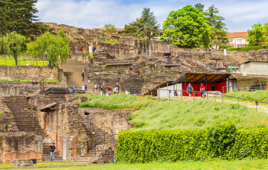 Roman theater and odeon on the hill in Lyon, France