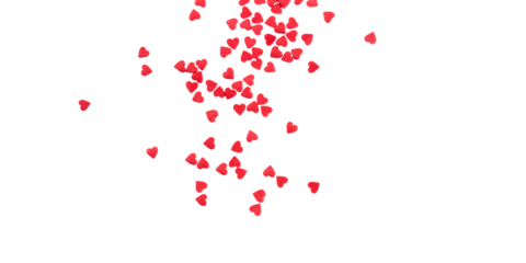 Red hearts on transparent background. Valentine's day concept.