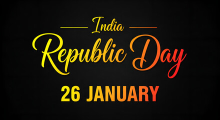 Happy Republic Day of India, 26 January. World National Days Neon Text Effect