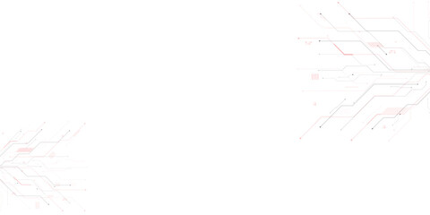 Vectors Abstract connecting red lines and dots. AIsolated abstract digital AI chip or semiconductor with circuit board wires and electronics components.