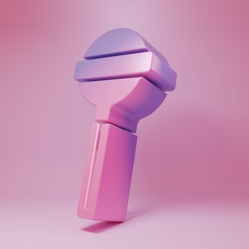 Purple-pink Lollipop icon isolated on pink background. Food, delicious symbol. Minimalism concept. 3D render illustration