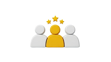 Golden Person Among White Figures with Stars