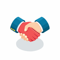 Handshake isometric flat icon. 3d vector colorful illustration. Pictogram isolated on white background