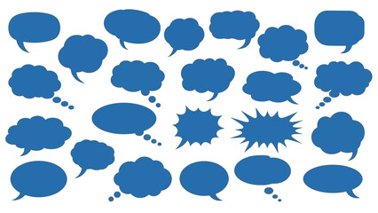 Obraz premium Collection of Blue Speech Bubbles and Thought Clouds for Communication Design.